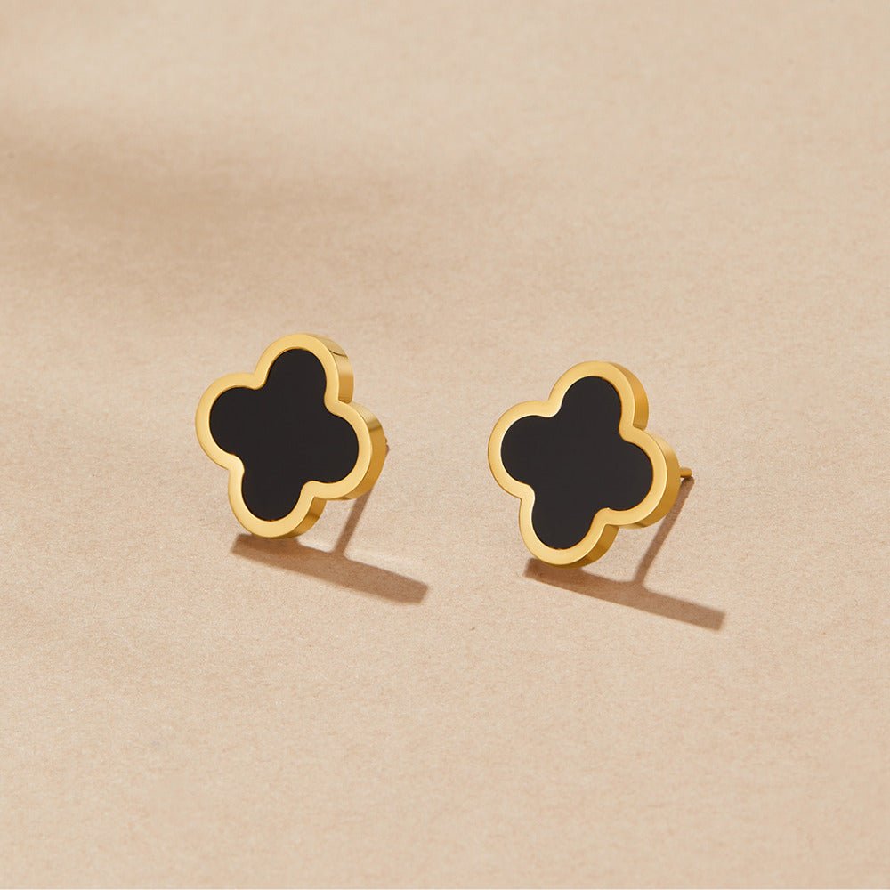 Black Clover Stud Earrings - Beautiful Earth Boutique