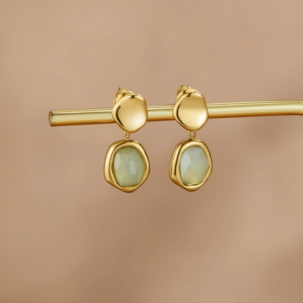 Gold Aquamarine Drop Earrings - Beautiful Earth Boutique