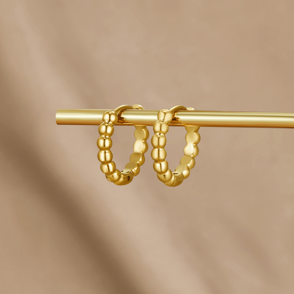 Leona Gold Bead Hoop Earrings - Beautiful Earth Boutique