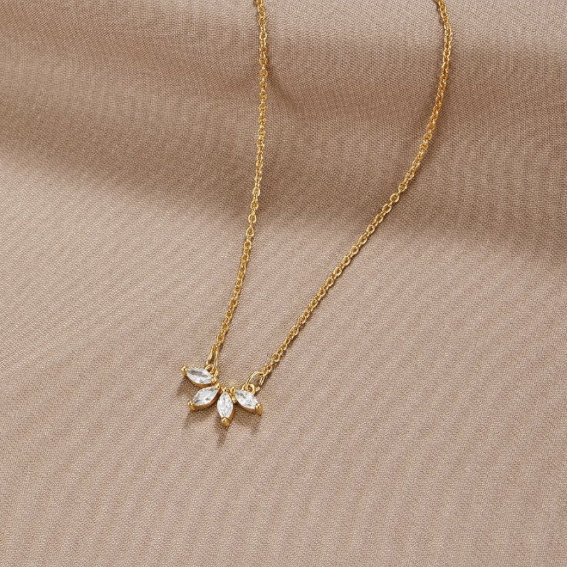 Tiffany Crystal Leaf Pendant Necklace - Beautiful Earth Boutique