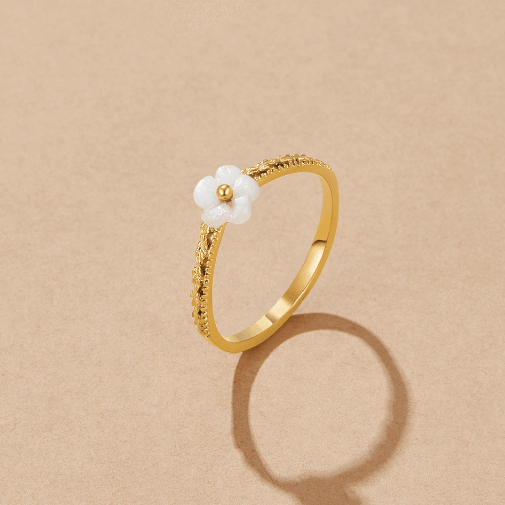 White Petal Shell Ring - Beautiful Earth Boutique