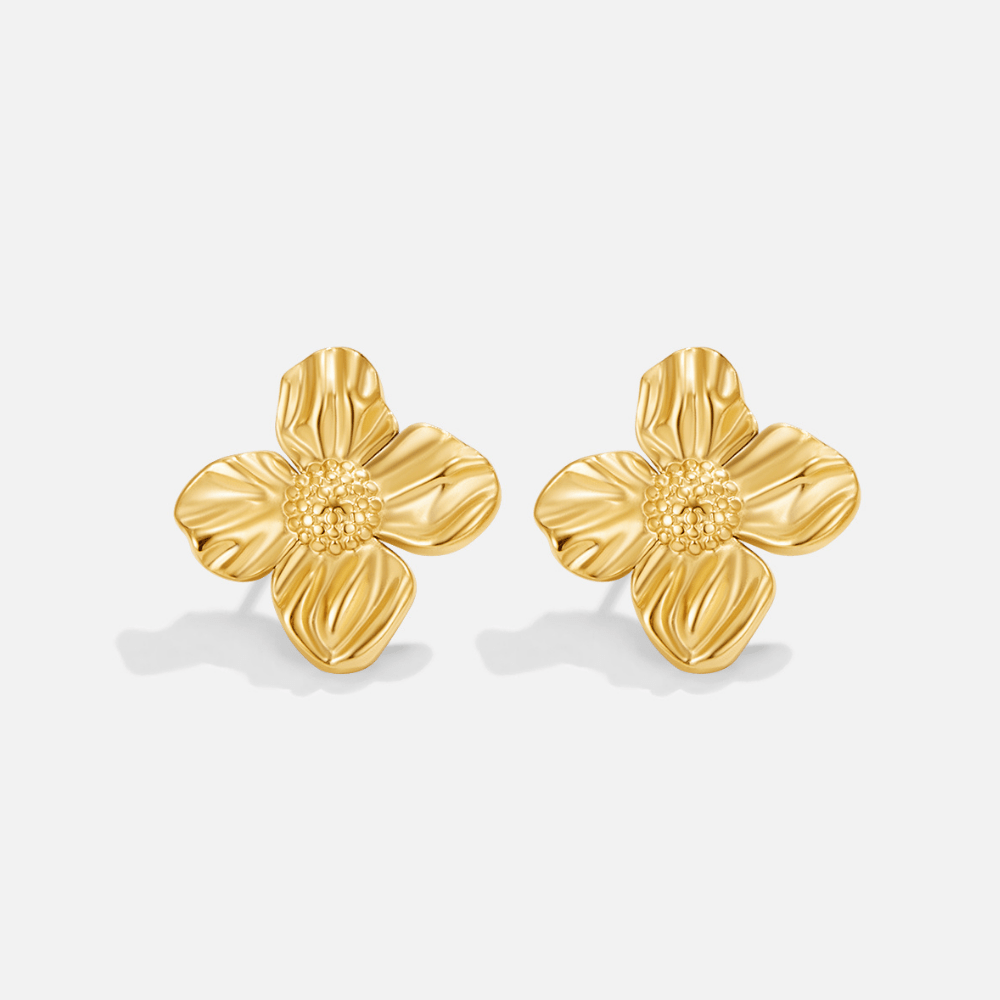 18K Gold Flower Earrings - Beautiful Earth Boutique