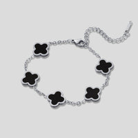 Silver Black Clover Bracelet