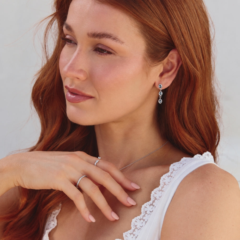 Silver Iridescent Pearl Drop Earrings