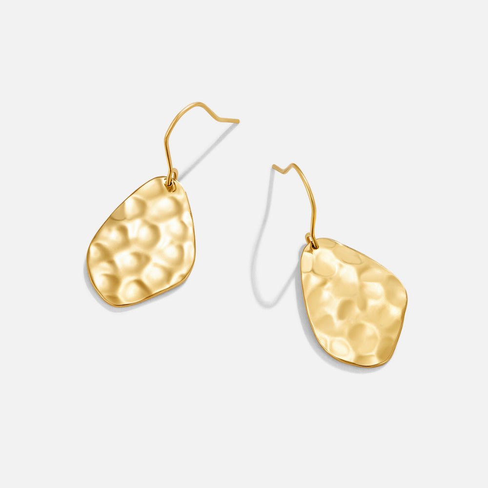 Amaya Hammered Gold Drop Earrings - Beautiful Earth Boutique