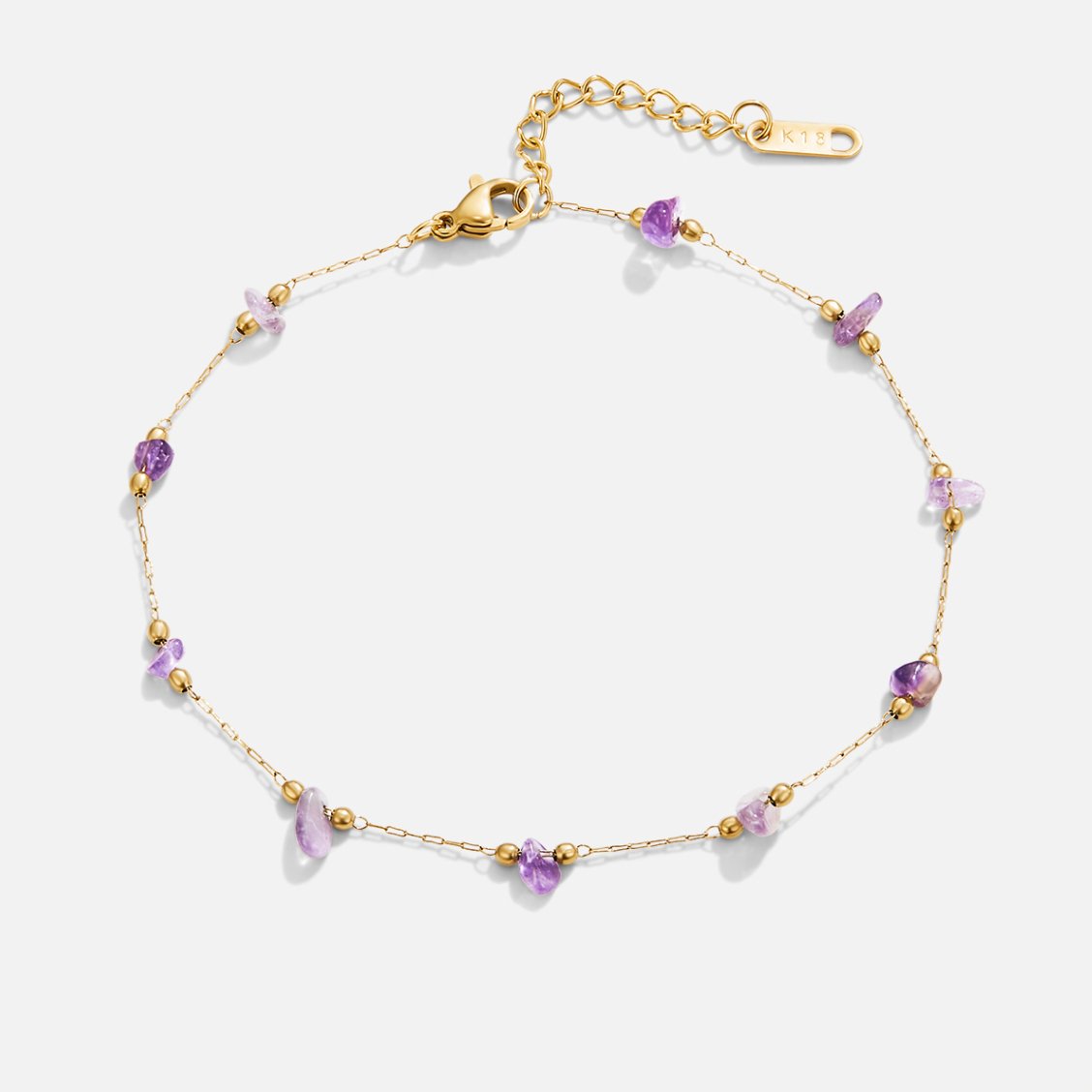 Amethyst Stone Anklet - Beautiful Earth Boutique