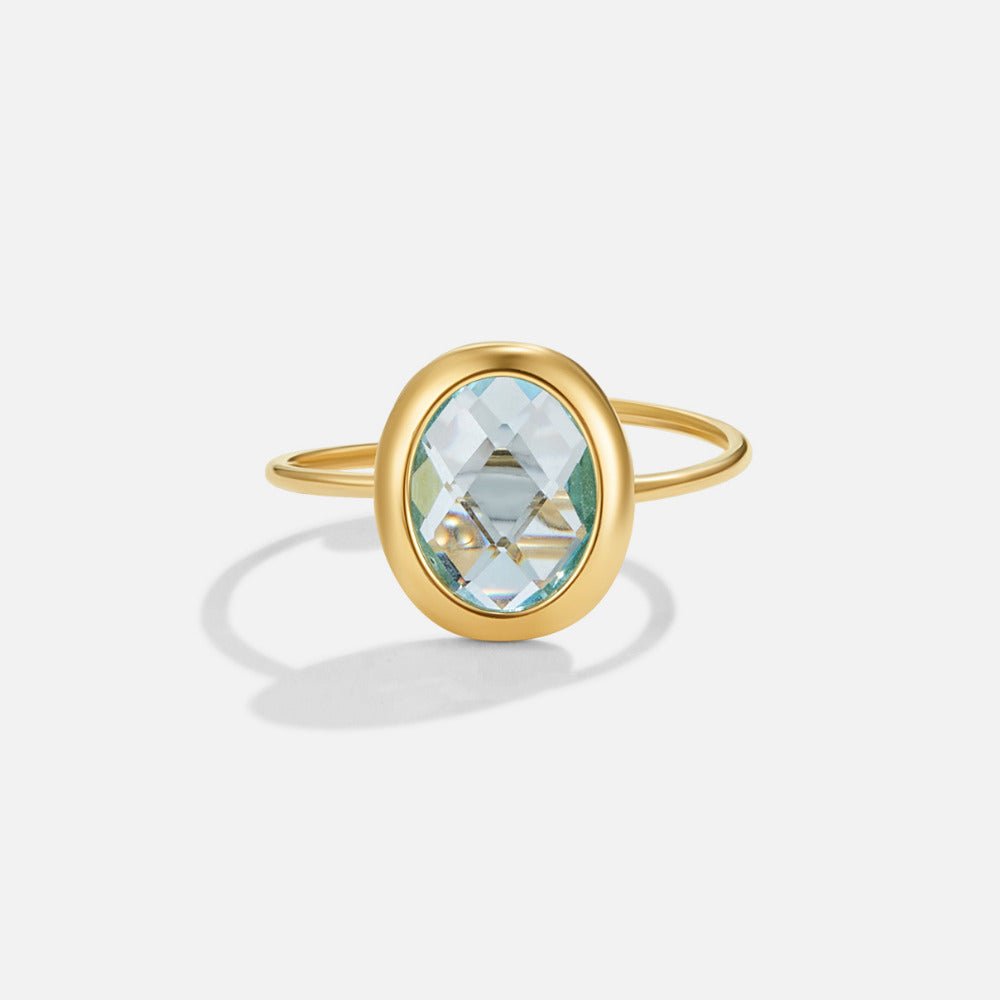 Aquamarine Crystal Gold Ring - Beautiful Earth Boutique