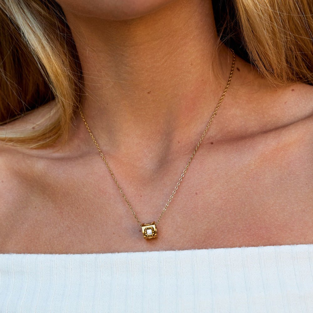 Black Agate Cube Pendant Necklace - Beautiful Earth Boutique