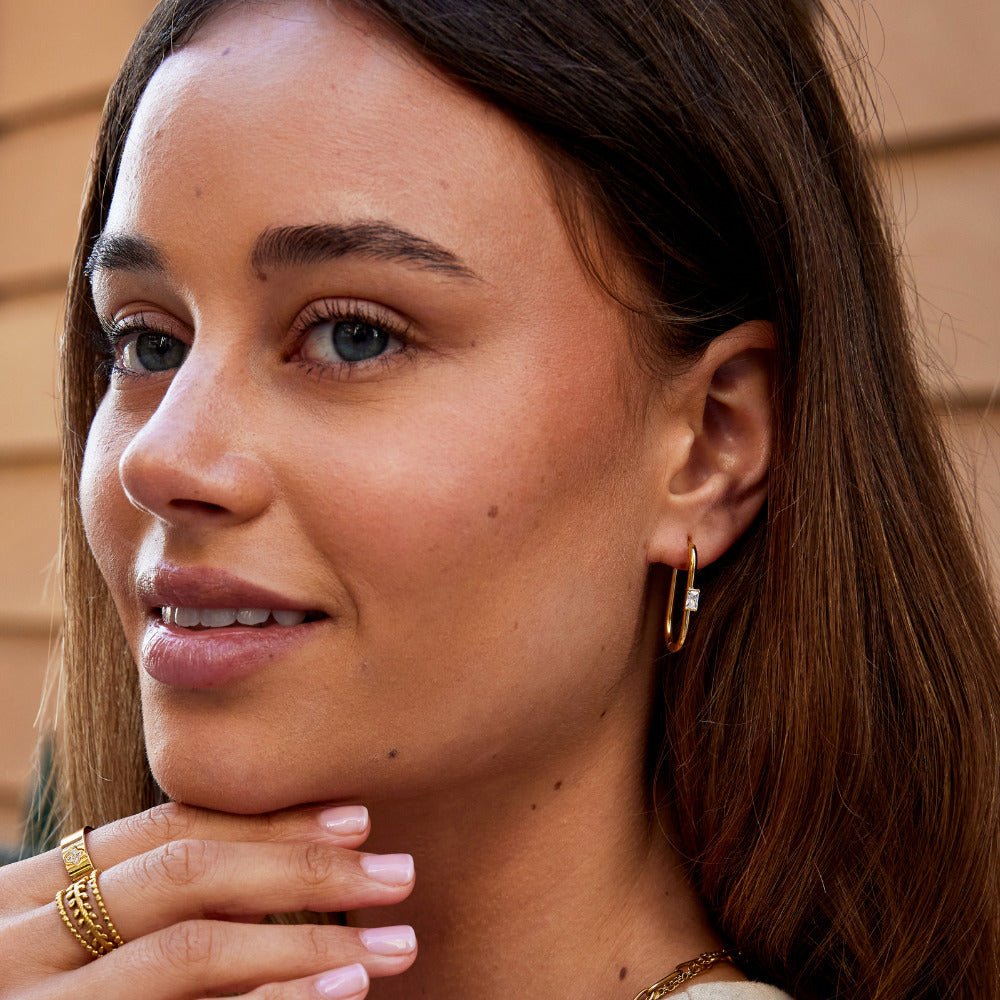 Crystal & Gold Diana Hoop Earrings - Beautiful Earth Boutique