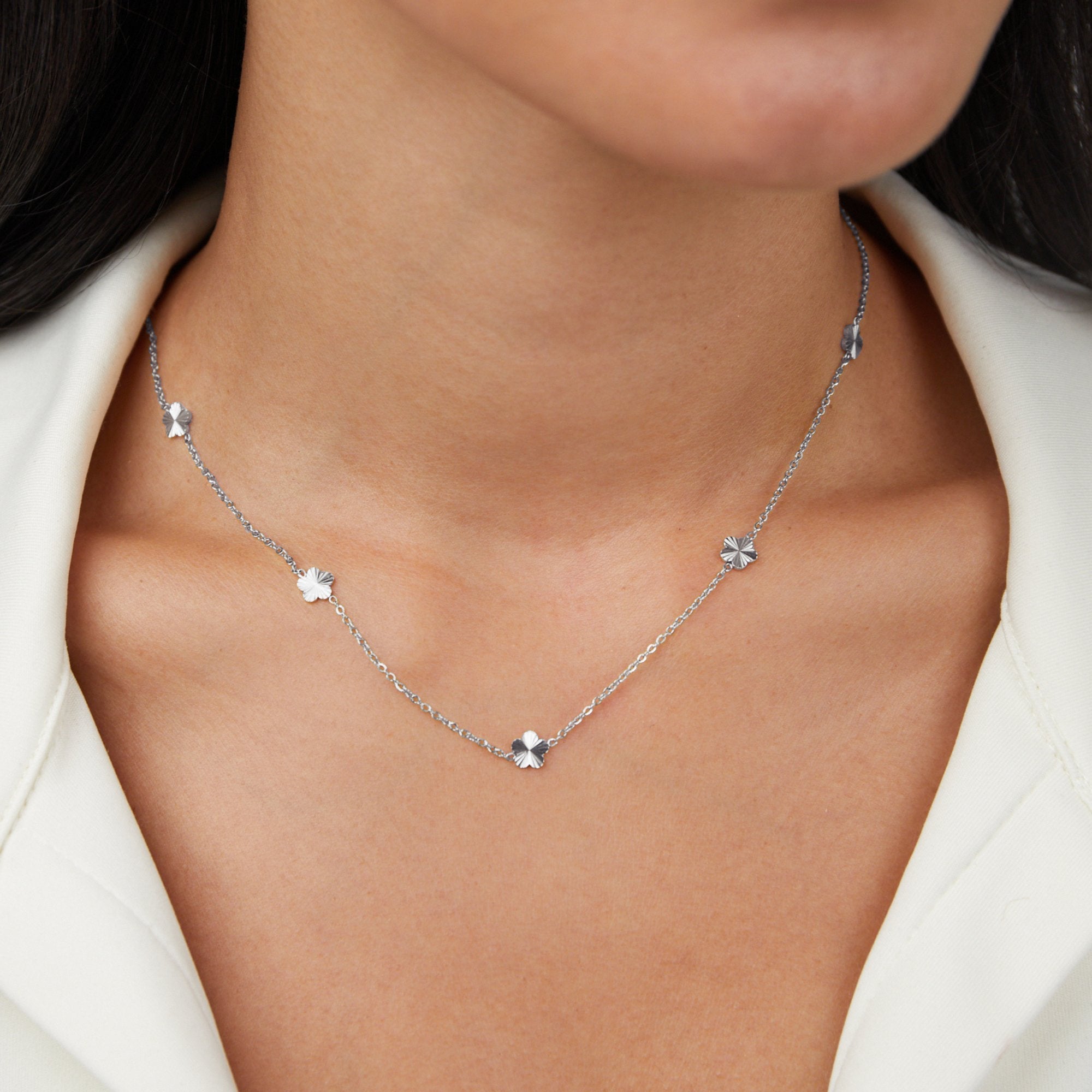 Flower Power Silver Chain Necklace - Beautiful Earth Boutique