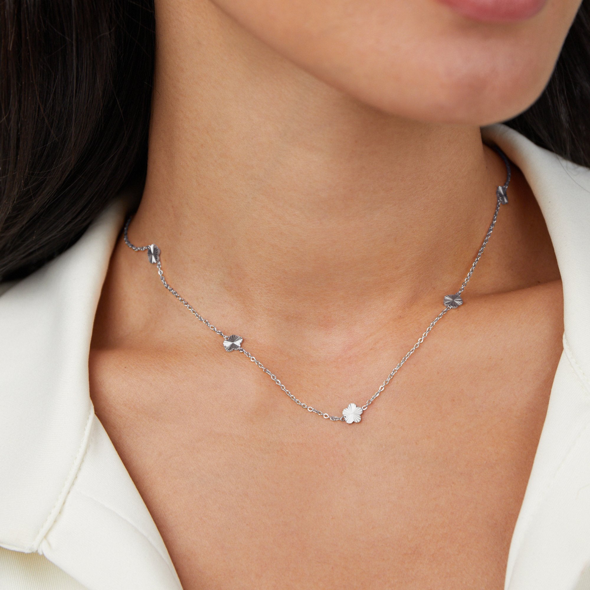 Flower Power Silver Chain Necklace - Beautiful Earth Boutique