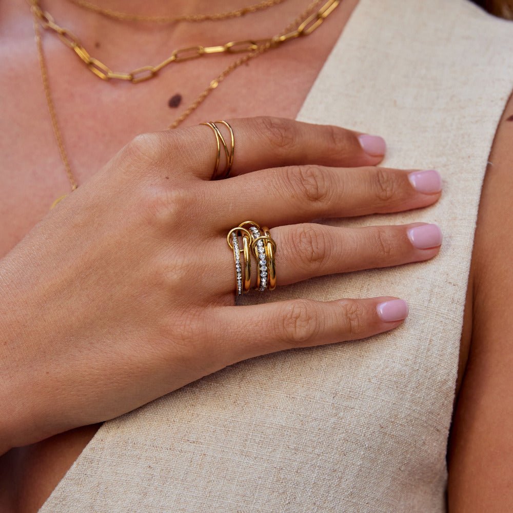 'Forever' Link Crystal & Gold Ring - Beautiful Earth Boutique