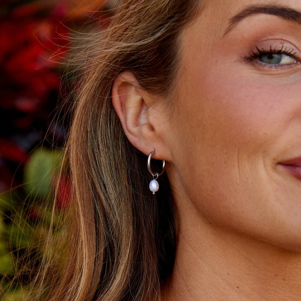 Freshwater Pearl Bella Silver Hoop Earrings - Beautiful Earth Boutique