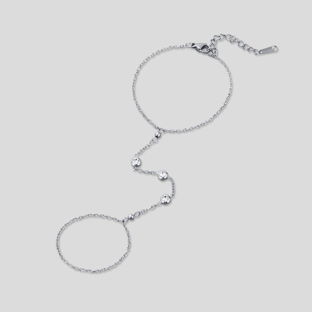 Freya Crystal & Silver Hand Chain Bracelet - Beautiful Earth Boutique