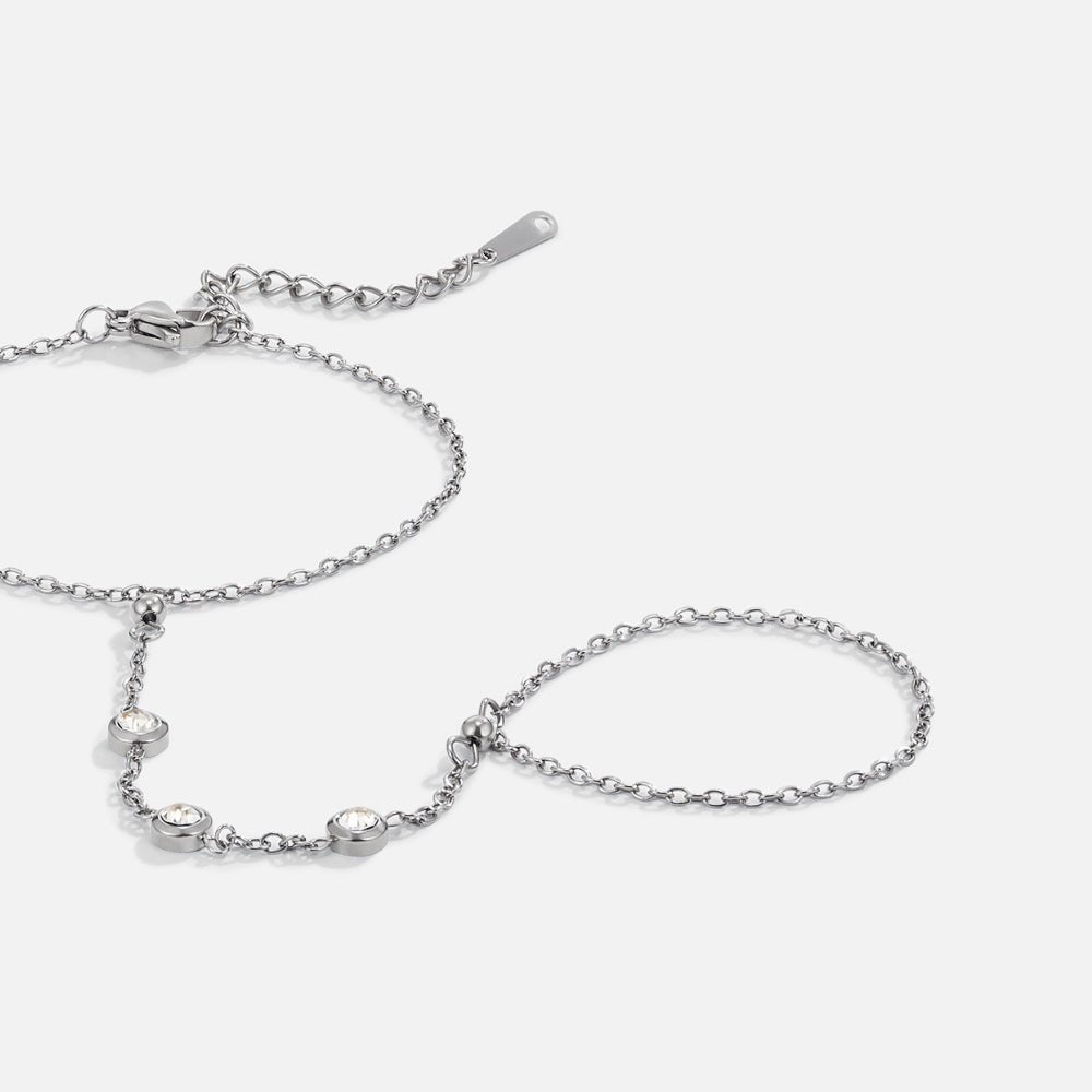 Freya Crystal & Silver Hand Chain Bracelet - Beautiful Earth Boutique
