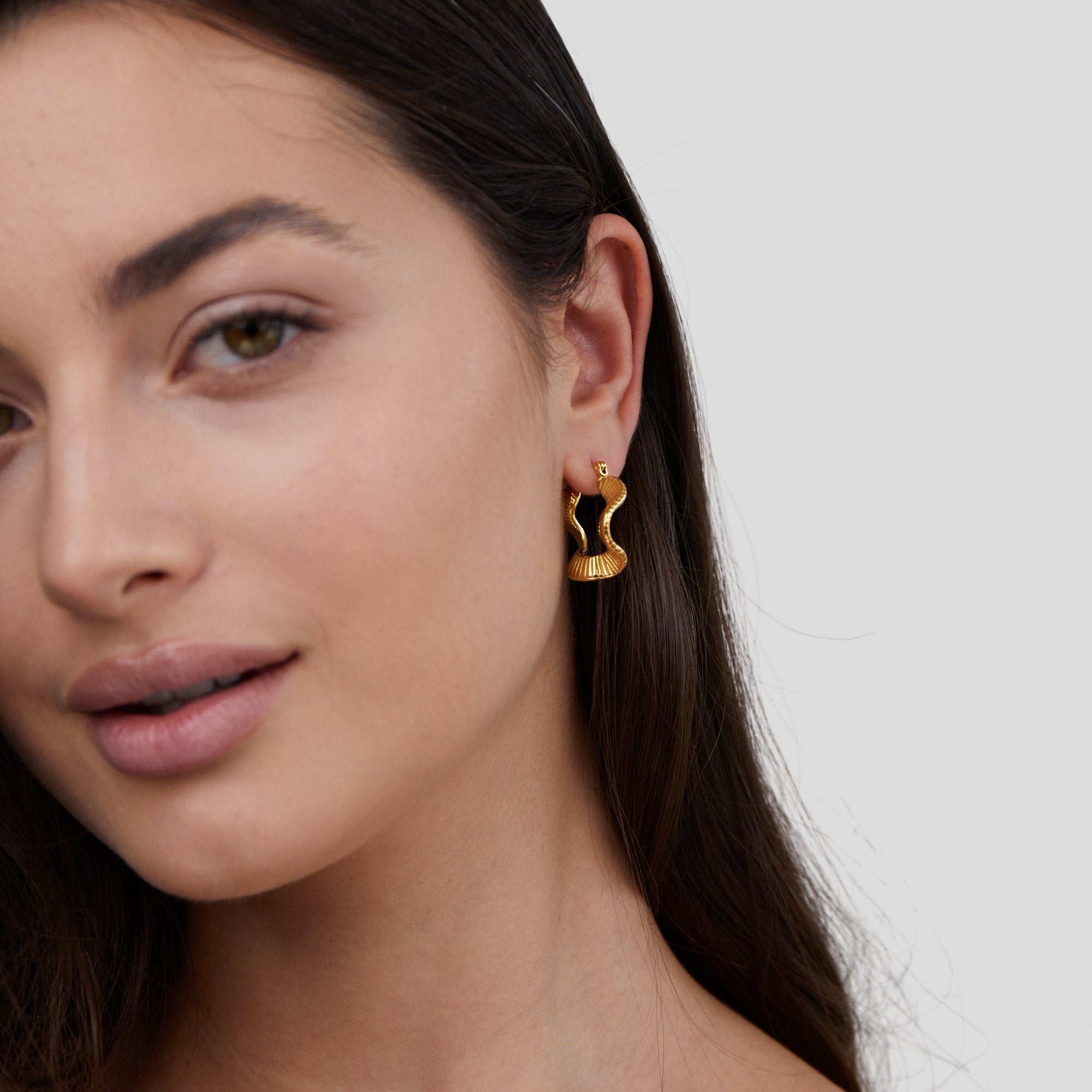 Geometric Wave Gold Hoop Earrings - Beautiful Earth Boutique