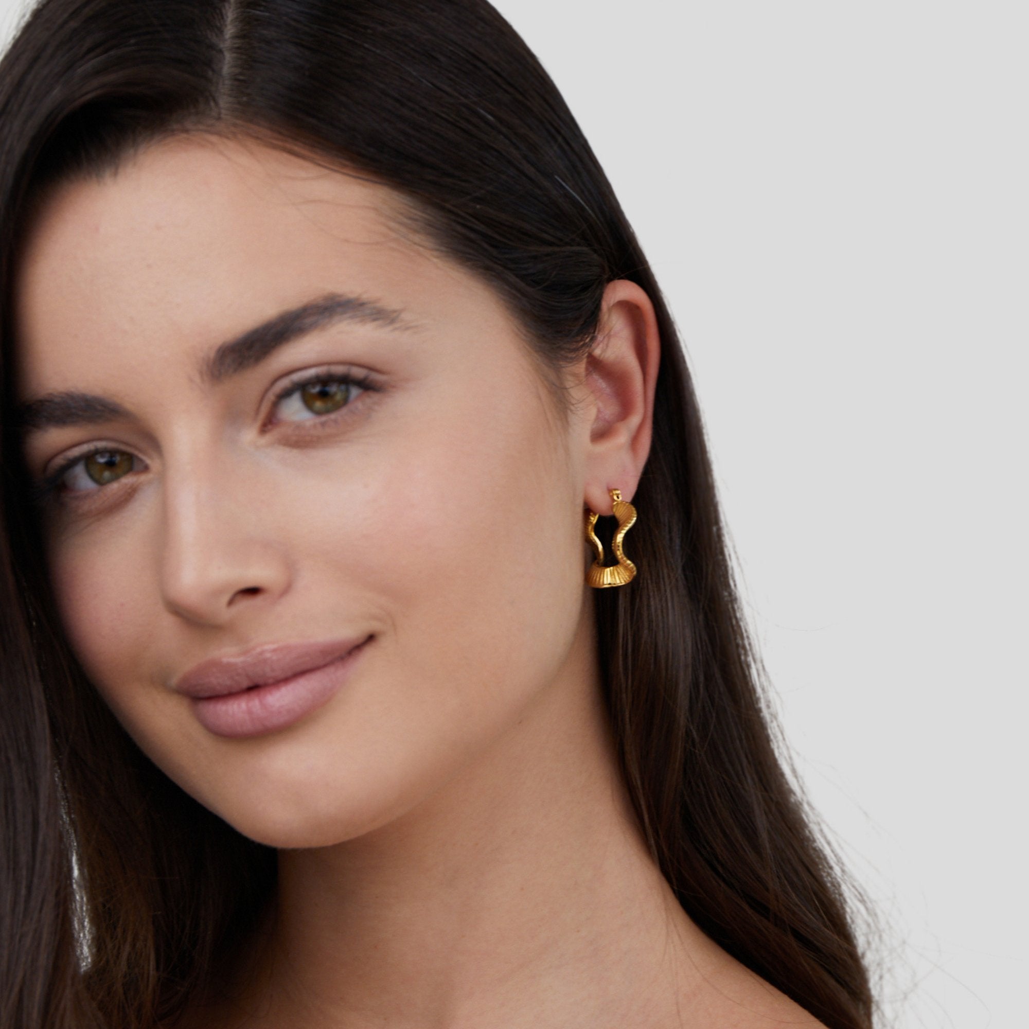 Geometric Wave Gold Hoop Earrings - Beautiful Earth Boutique