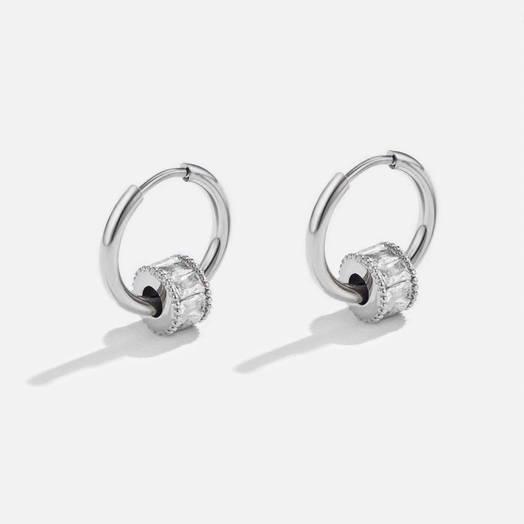 Gigi Crystal Silver Hoop Earrings - Beautiful Earth Boutique