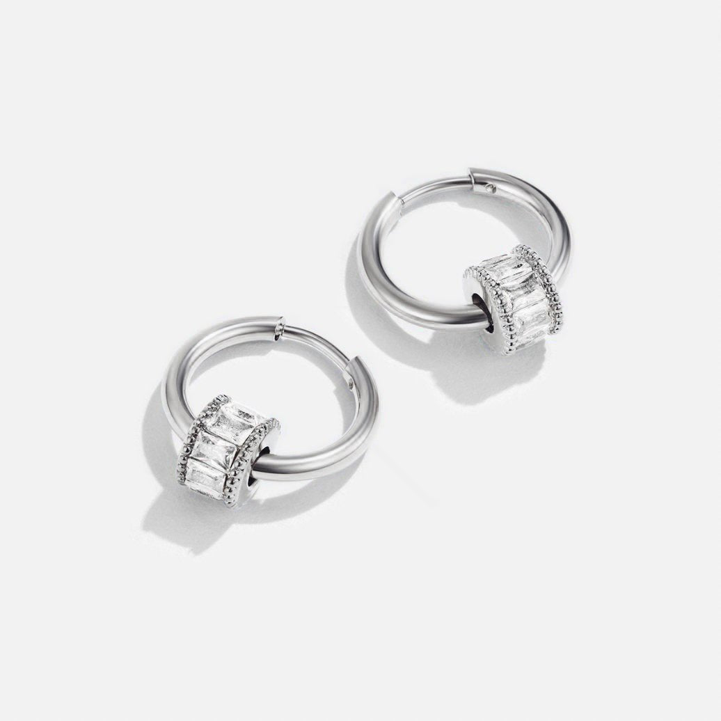 Gigi Crystal Silver Hoop Earrings - Beautiful Earth Boutique