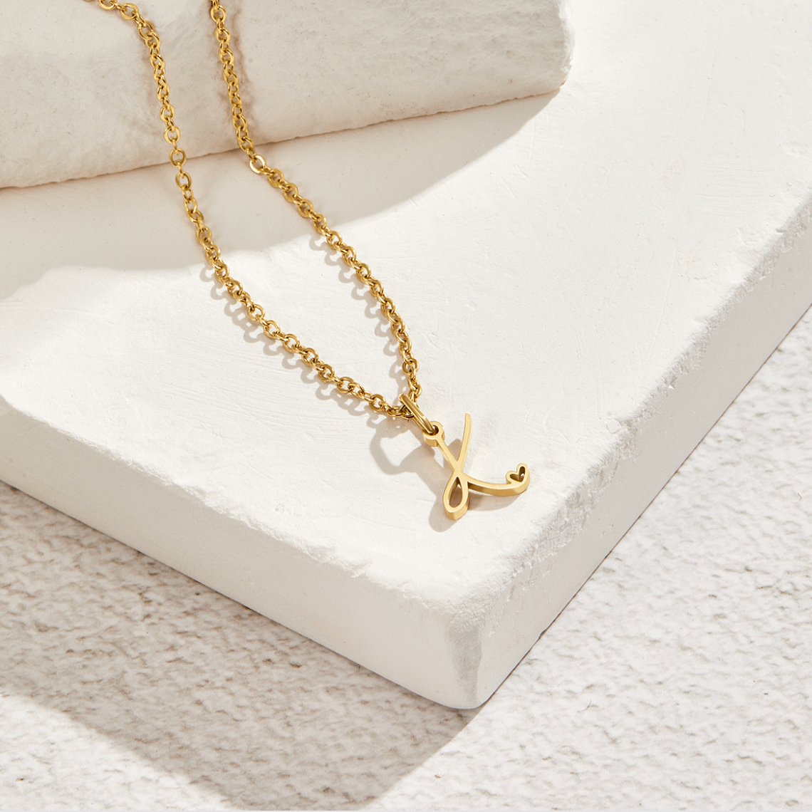 Gold Letter Heart Necklace - Beautiful Earth Boutique