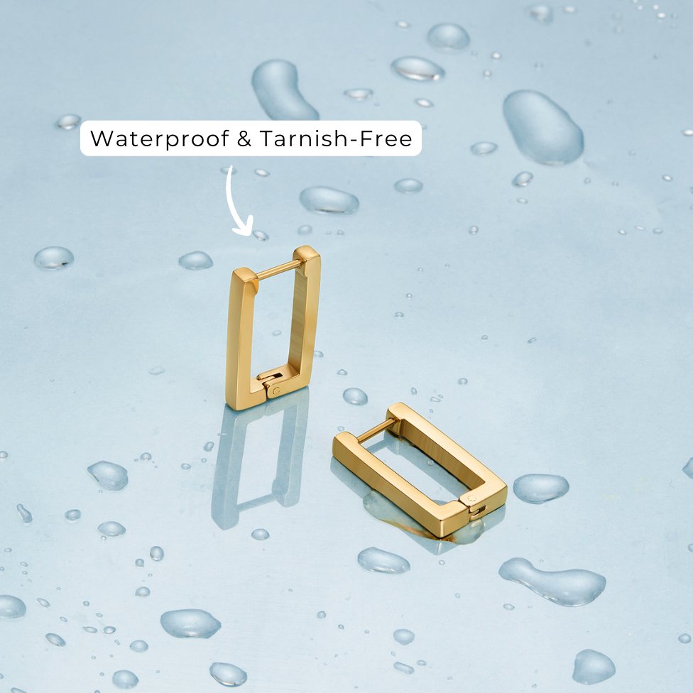 Gold Rectangle Hoop Earrings - Beautiful Earth Boutique