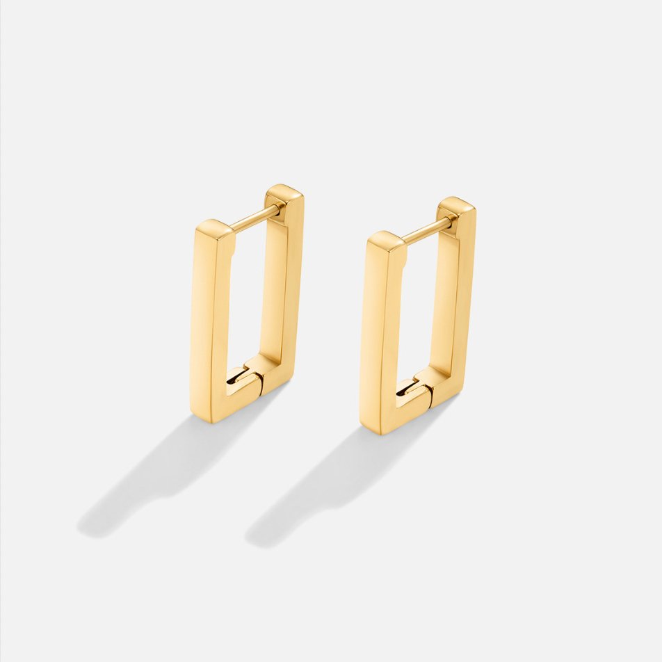 Gold Rectangle Hoop Earrings - Beautiful Earth Boutique