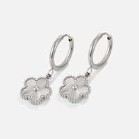 Silver Clover Hoop Earrings