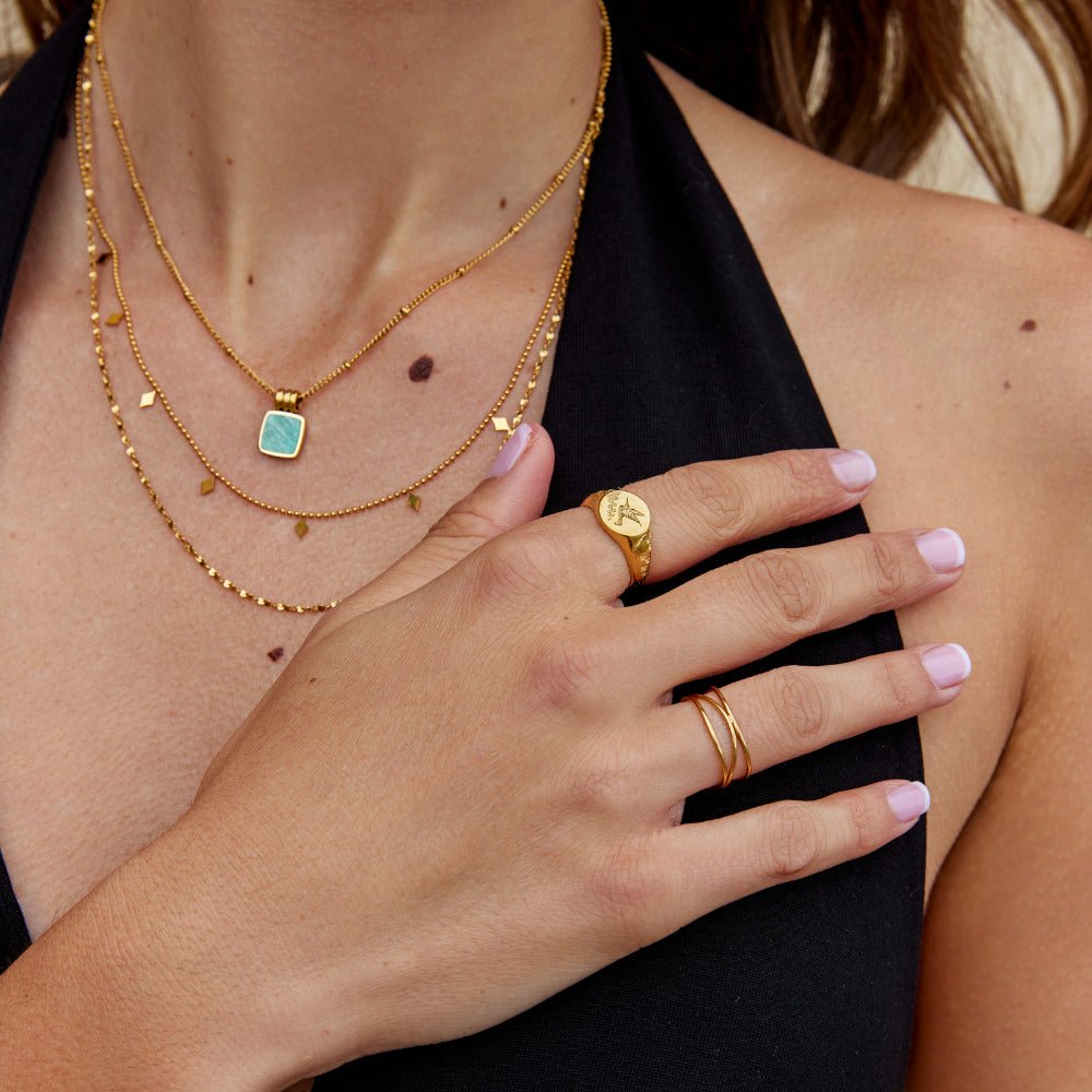 Golden Hummingbird Signet Ring - Beautiful Earth Boutique