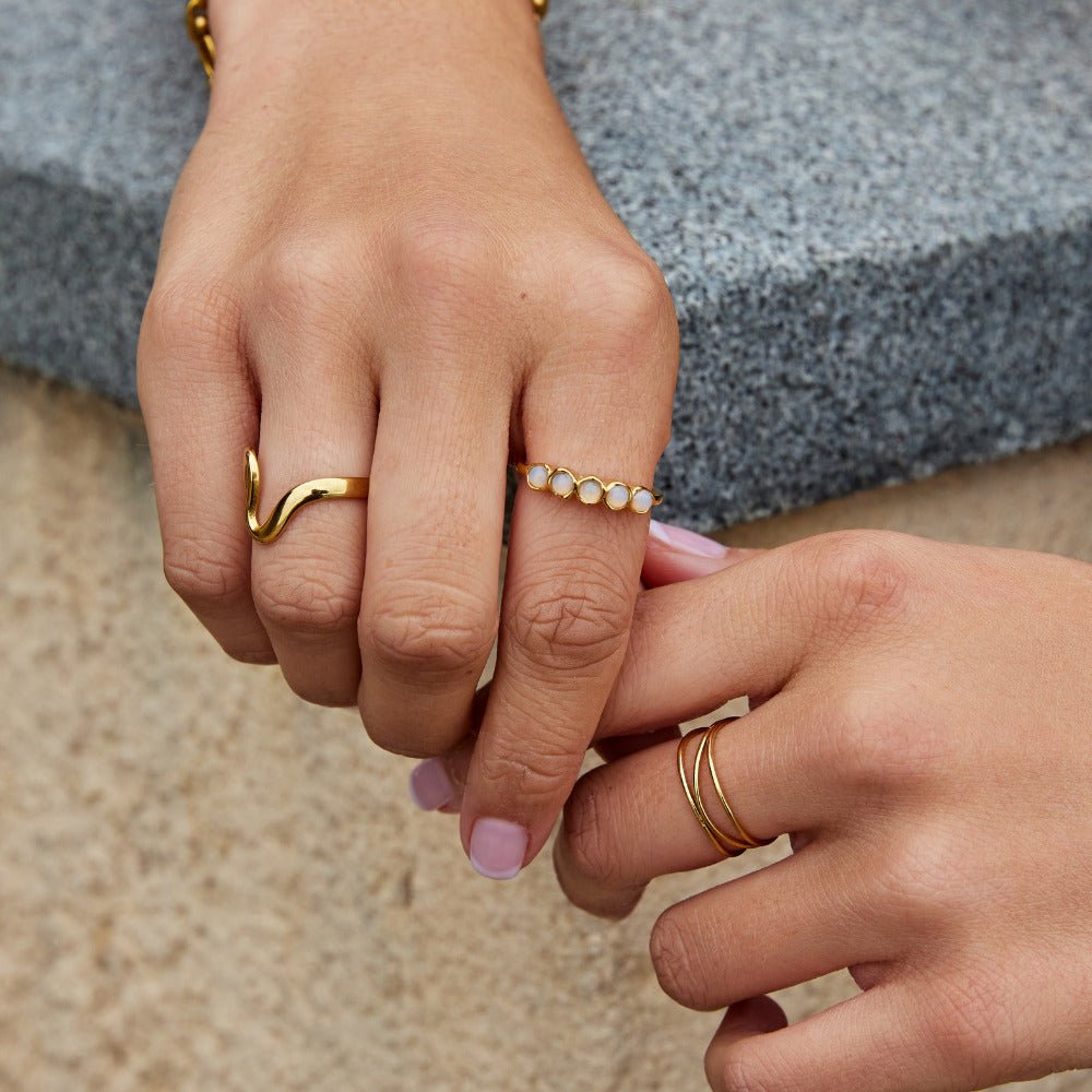 Golden Moonstone Eternity Ring - Beautiful Earth Boutique