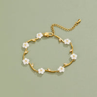 Golden White Pearl Blossom Bracelet