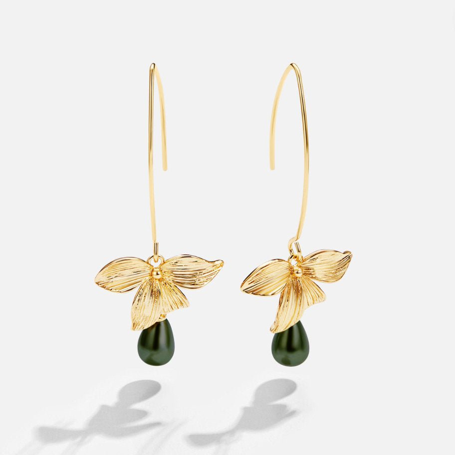 Jade Pearl & Petal Drop Earrings - Beautiful Earth Boutique