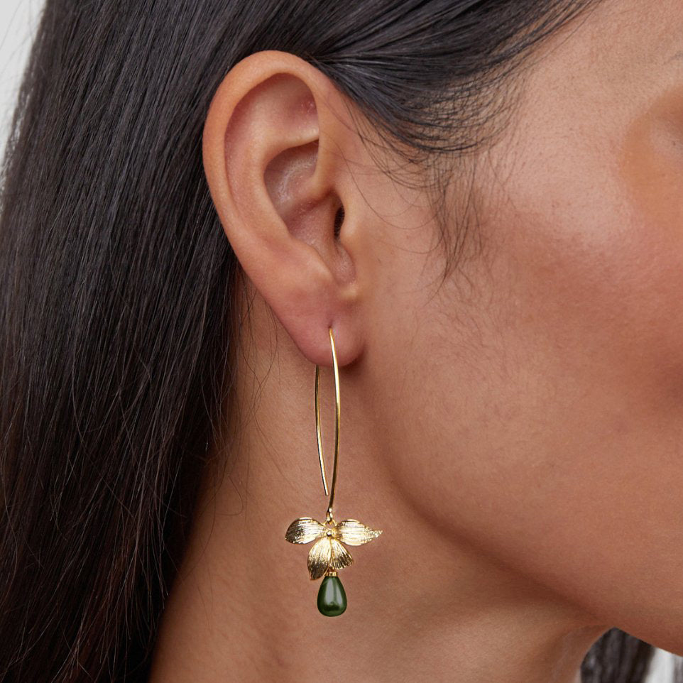 Jade Pearl & Petal Drop Earrings