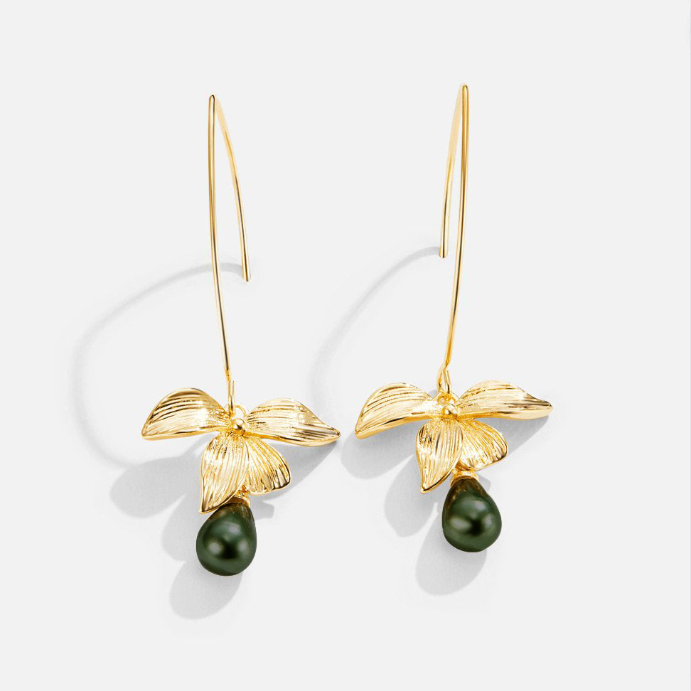 Jade Pearl & Petal Drop Earrings