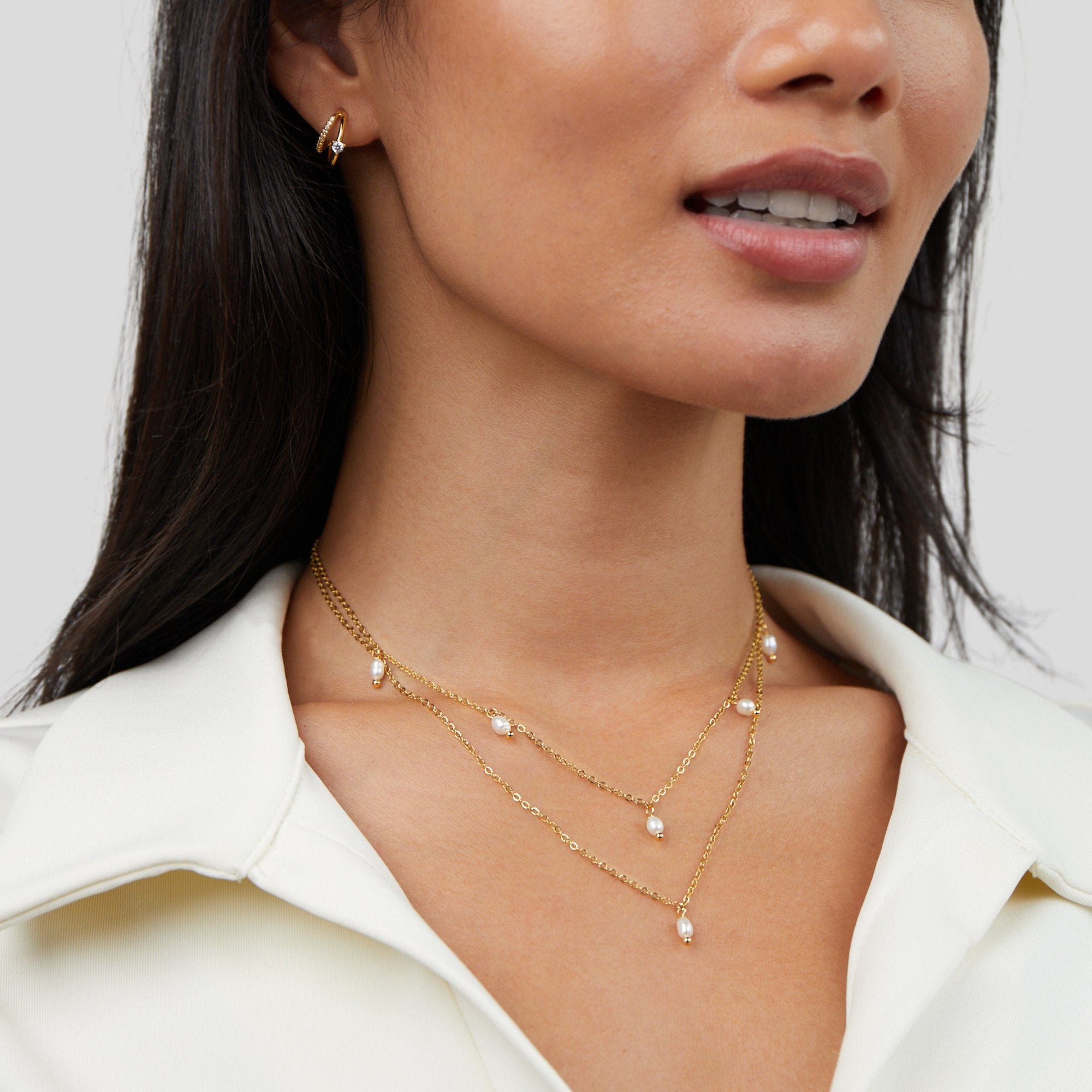 Kayla Pearl Drop Layered Necklace - Beautiful Earth Boutique