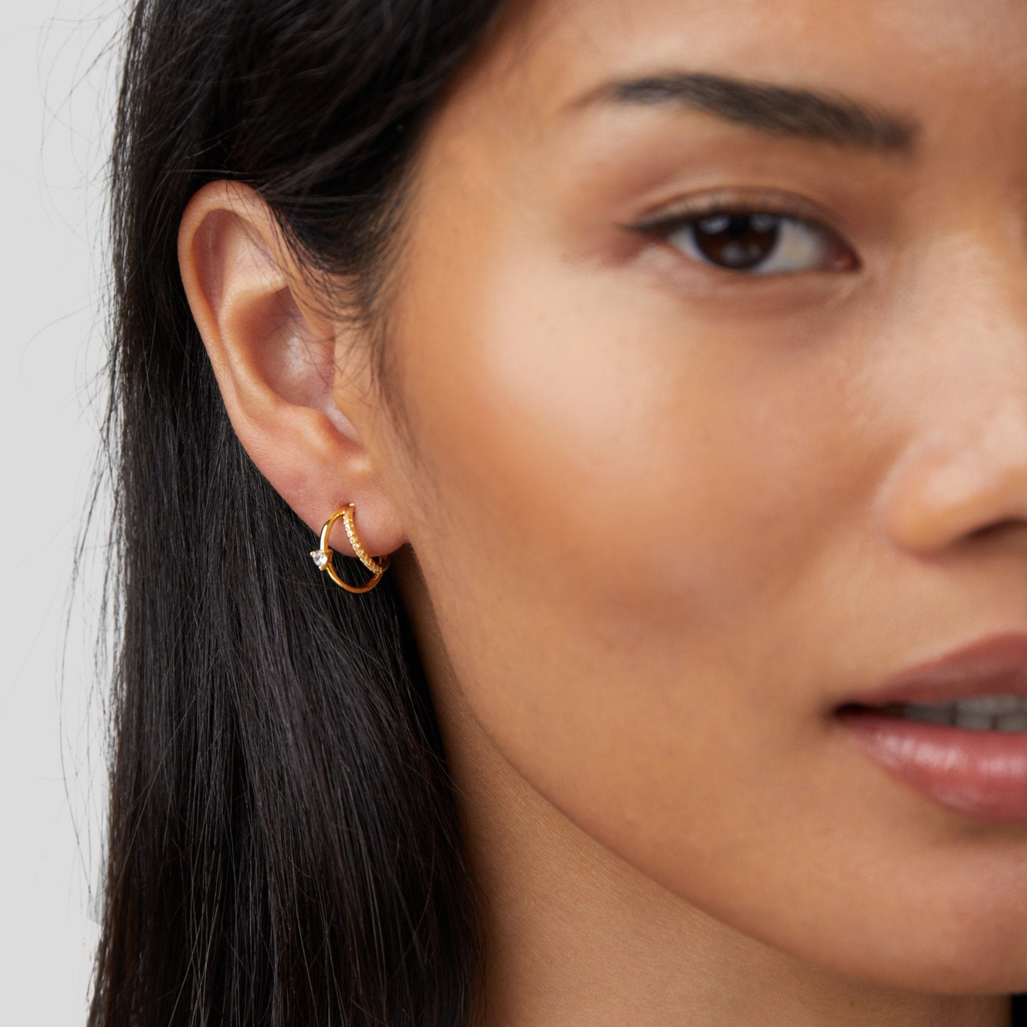 Layered Crystal Gold Hoop Earrings - Beautiful Earth Boutique