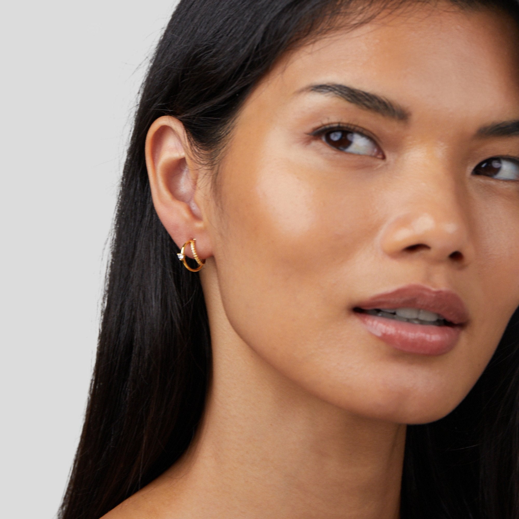 Layered Crystal Gold Hoop Earrings - Beautiful Earth Boutique