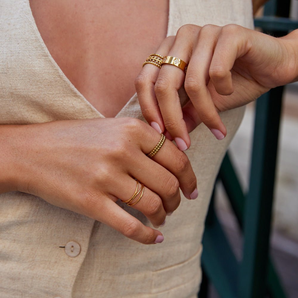 Leona Gold Bead Ring - Beautiful Earth Boutique