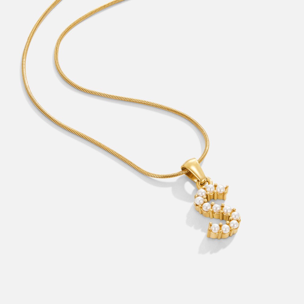 Letter Pearl Charm Necklace - Beautiful Earth Boutique