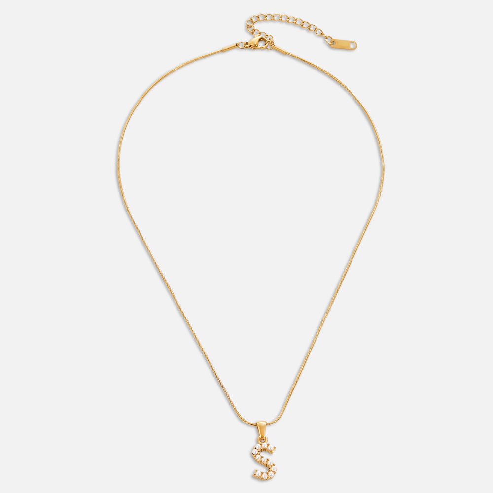 Letter Pearl Charm Necklace - Beautiful Earth Boutique