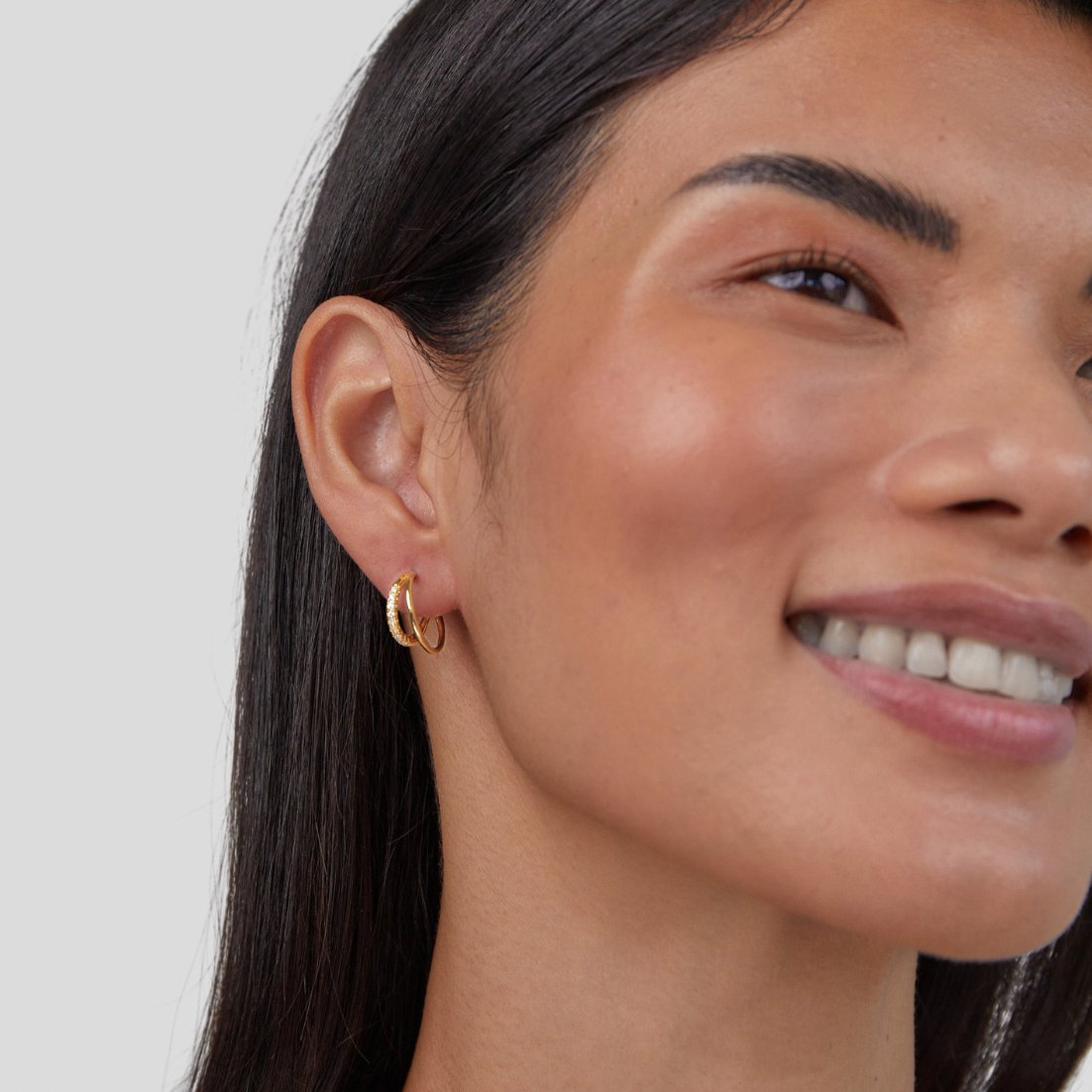 Leyla Crystal Double Hoop Earrings - Beautiful Earth Boutique