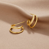 Leyla Crystal Double Hoop Earrings - Beautiful Earth Boutique