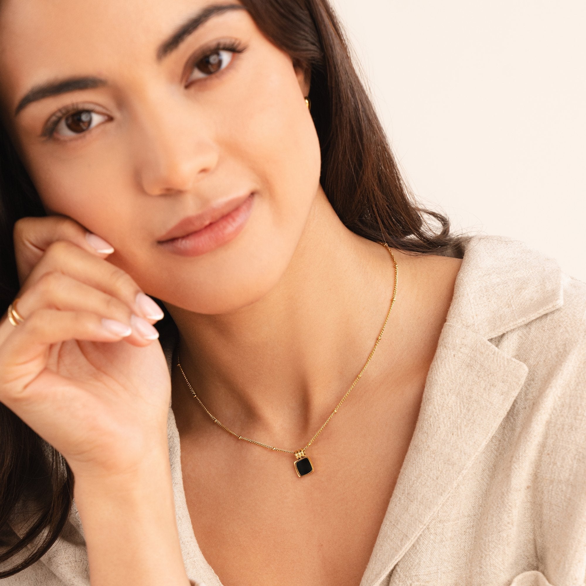 Lucia Black Pendant Necklace - Beautiful Earth Boutique