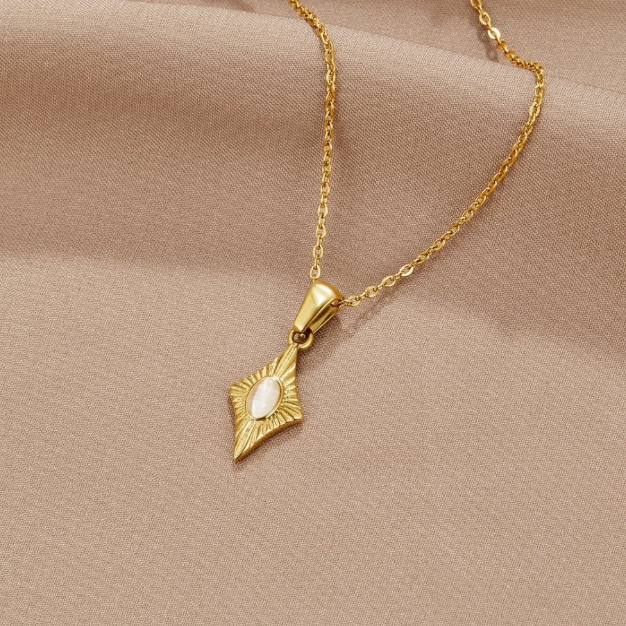 Luna White Opal Gold Necklace - Beautiful Earth Boutique