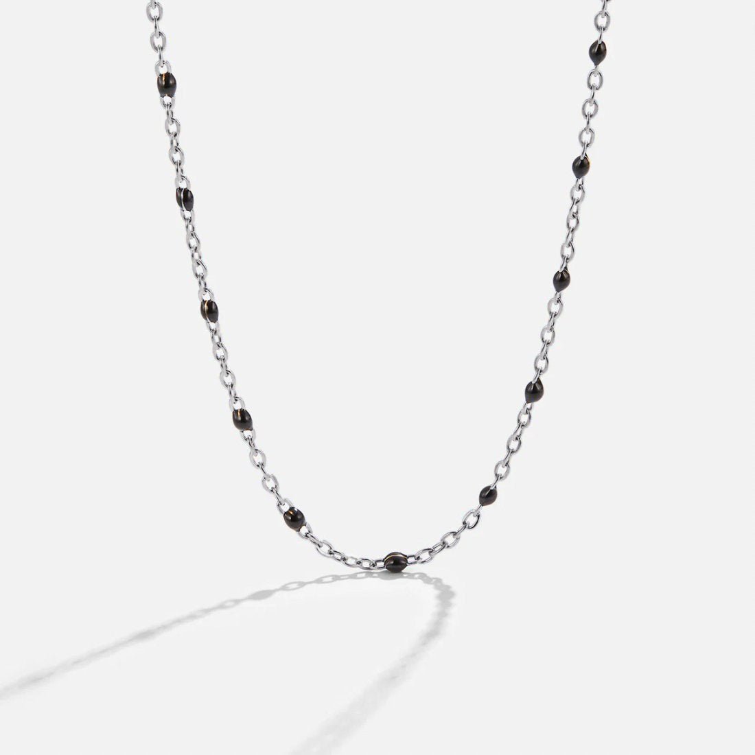 Mila Black Bead Silver Necklace - Beautiful Earth Boutique