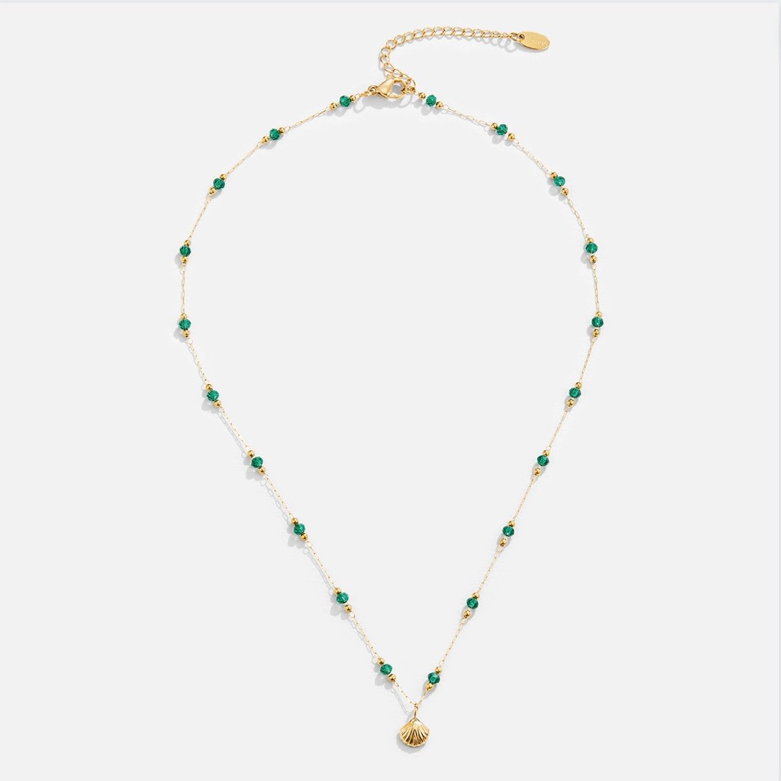 Nerissa Gold Shell & Green Bead Necklace - Beautiful Earth Boutique