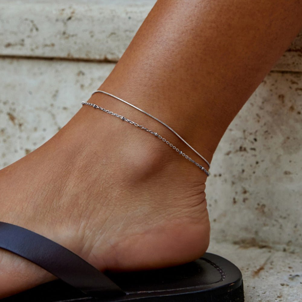Pia Silver Layered Anklet - Beautiful Earth Boutique