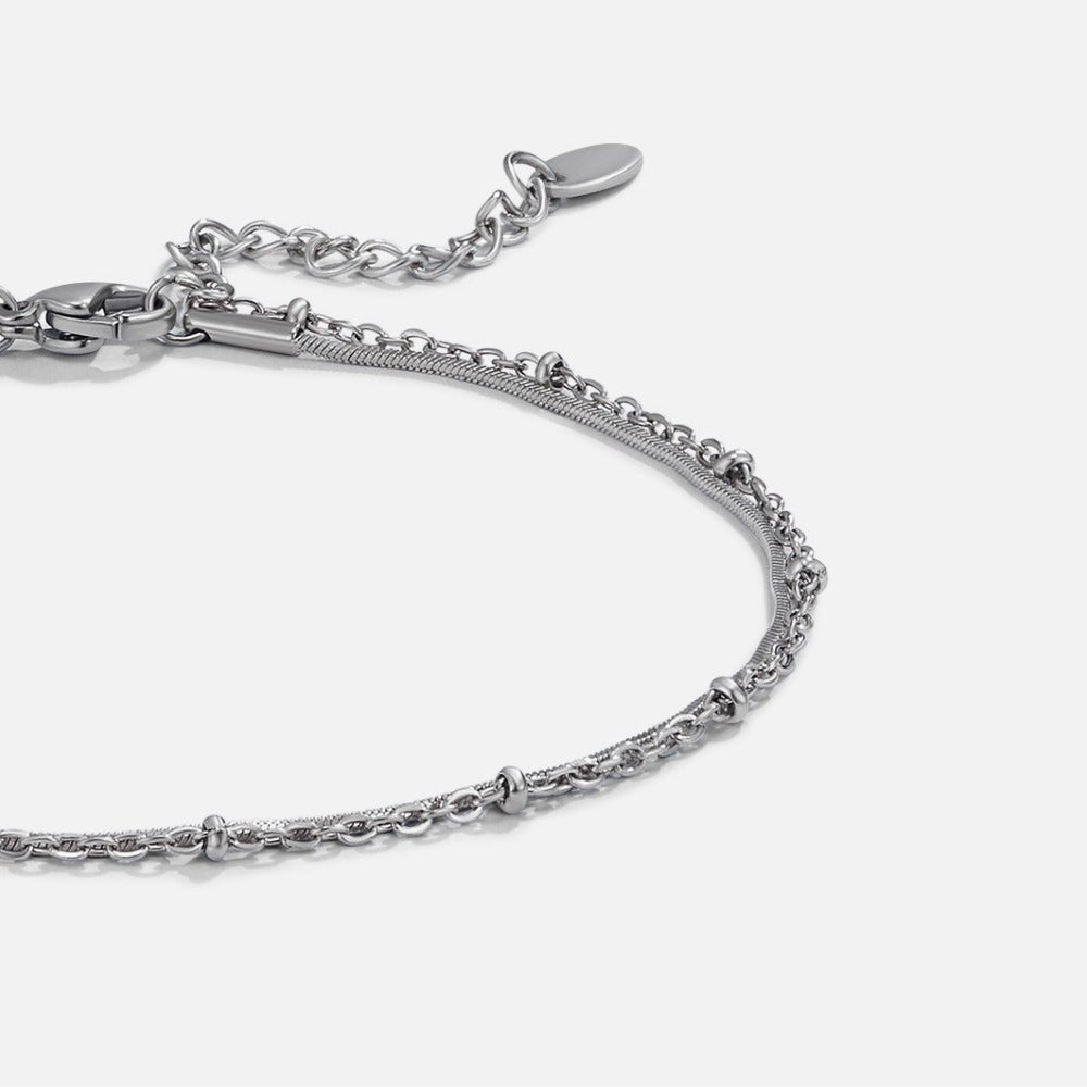 Pia Silver Layered Anklet - Beautiful Earth Boutique