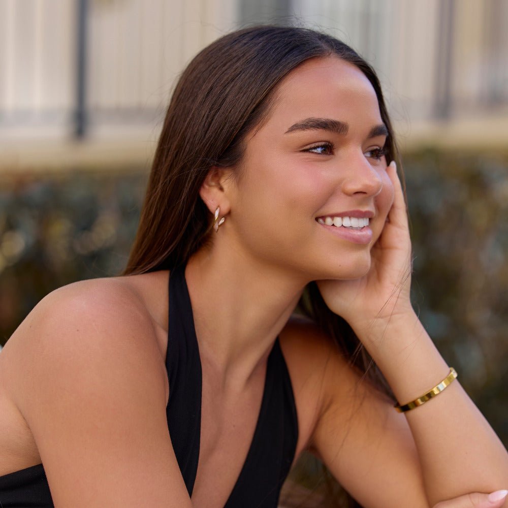Pink Mother of Pearl Twist Hoop Earrings - Beautiful Earth Boutique