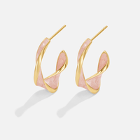 Pink Mother of Pearl Twist Hoop Earrings - Beautiful Earth Boutique