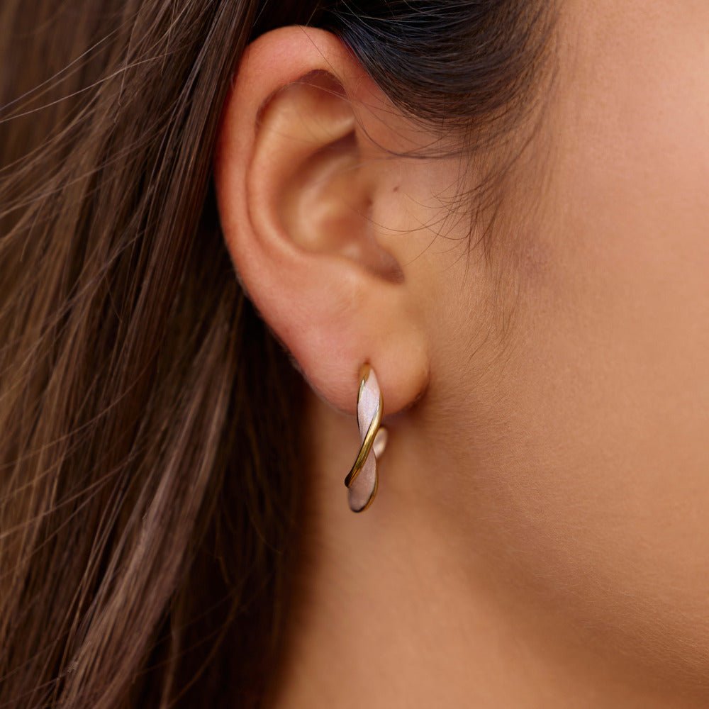 Pink Mother of Pearl Twist Hoop Earrings - Beautiful Earth Boutique
